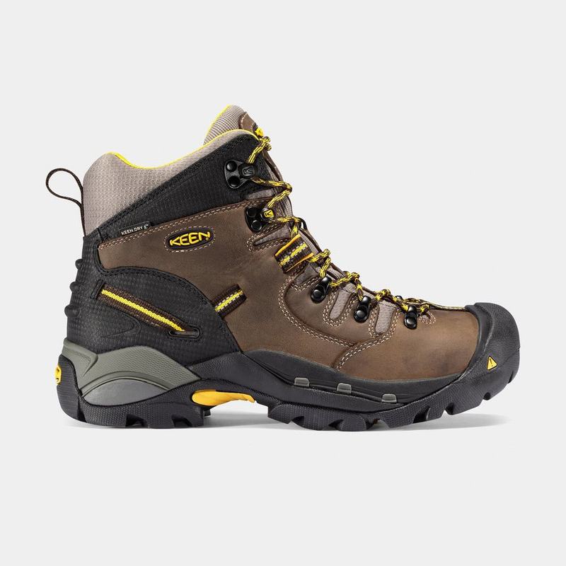 Botas De Trabajo Keen Pittsburgh 6" Steel Toe Para Hombre Marrom/Amarillos - Botas Keen Mexico (7692